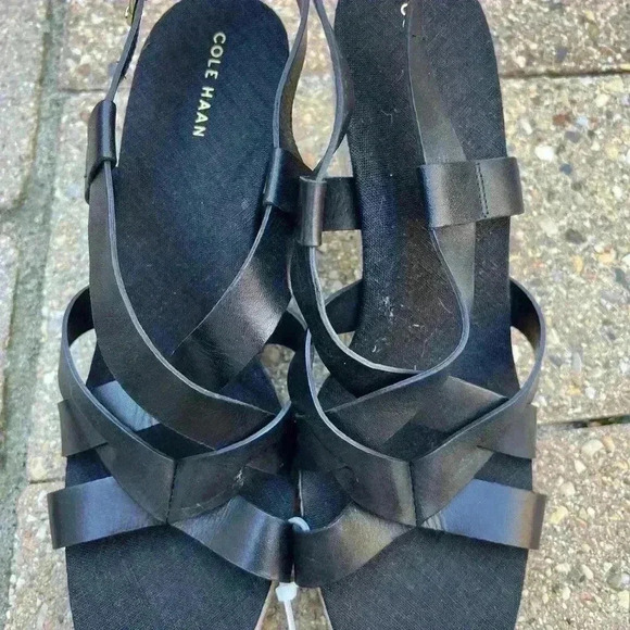 New Cole Haan Women's Crystal 70MM Wedge Black Sandal~ Size 10 - Picture 4 of 7